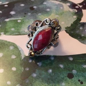 ruby moonstone citrine sterling ring size 9